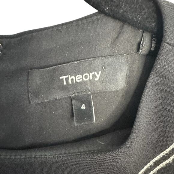 Theory Embroidered Admiral Crepe Black Shift Dress - Picture 3 of 9